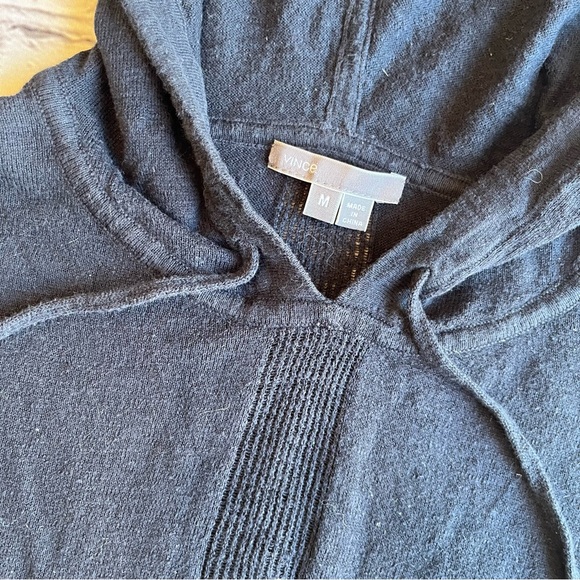 Vince Shirt Mens Medium Navy Textured Hoodie Elevated Luxury Pullover Pockets - Picture 8 of 12